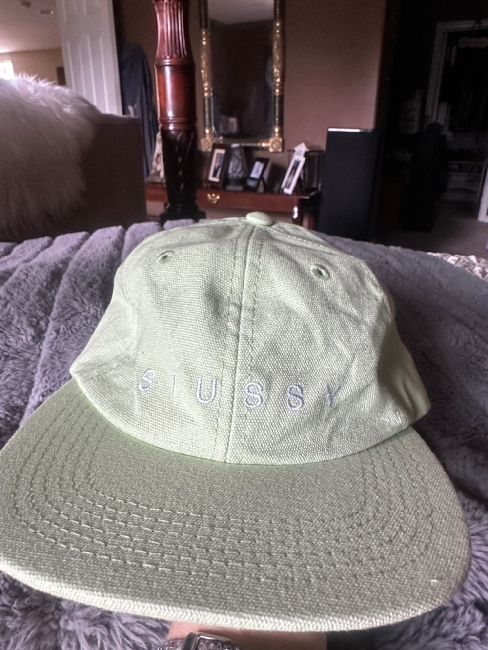 Stussy Pale Green Embroidered Logo Cap